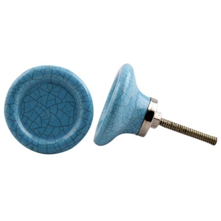 Turquoise Crackle Ceramic Cabinet Knob